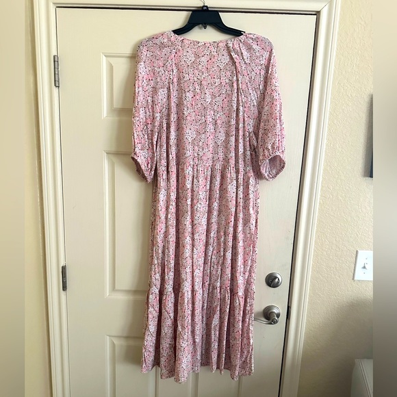 H&M Pink floral layered Maxi Dress - Picture 2 of 5